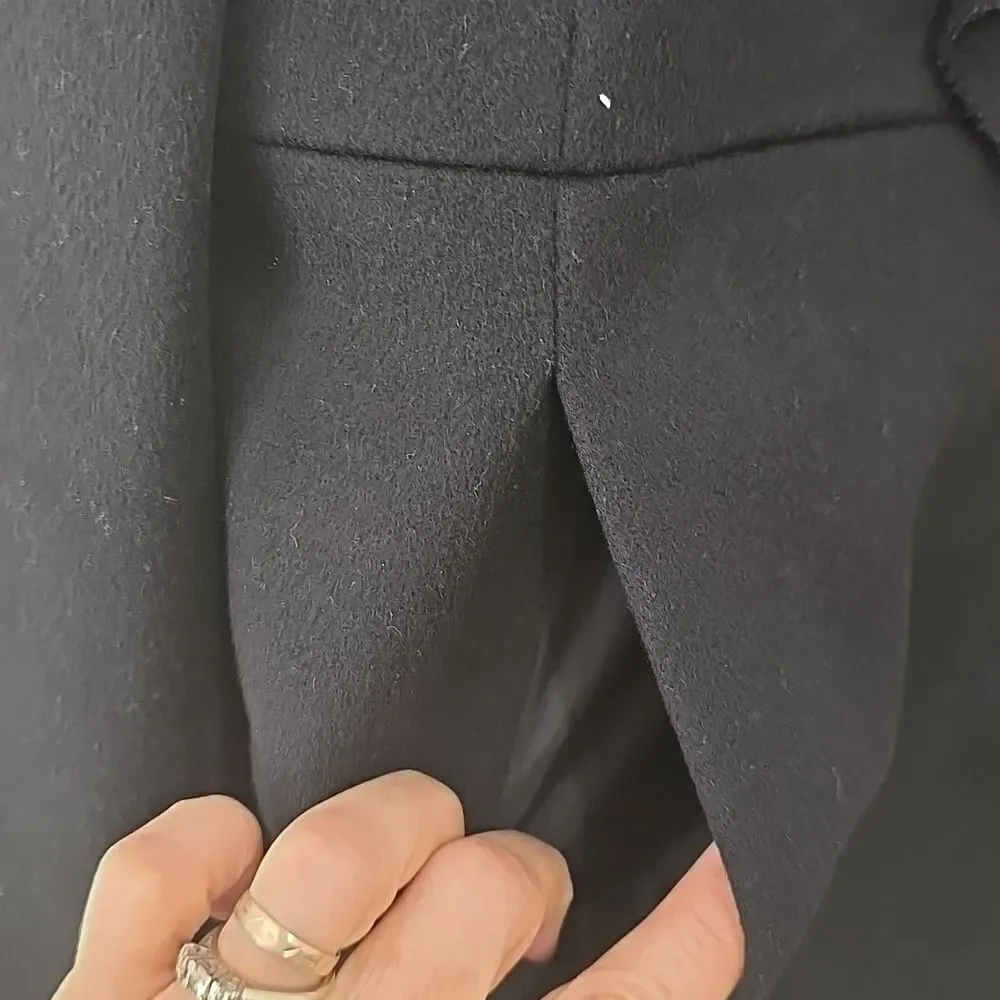 J.Crew Black Ruffle Front Pea Coat 4 - Picture 4 of 10